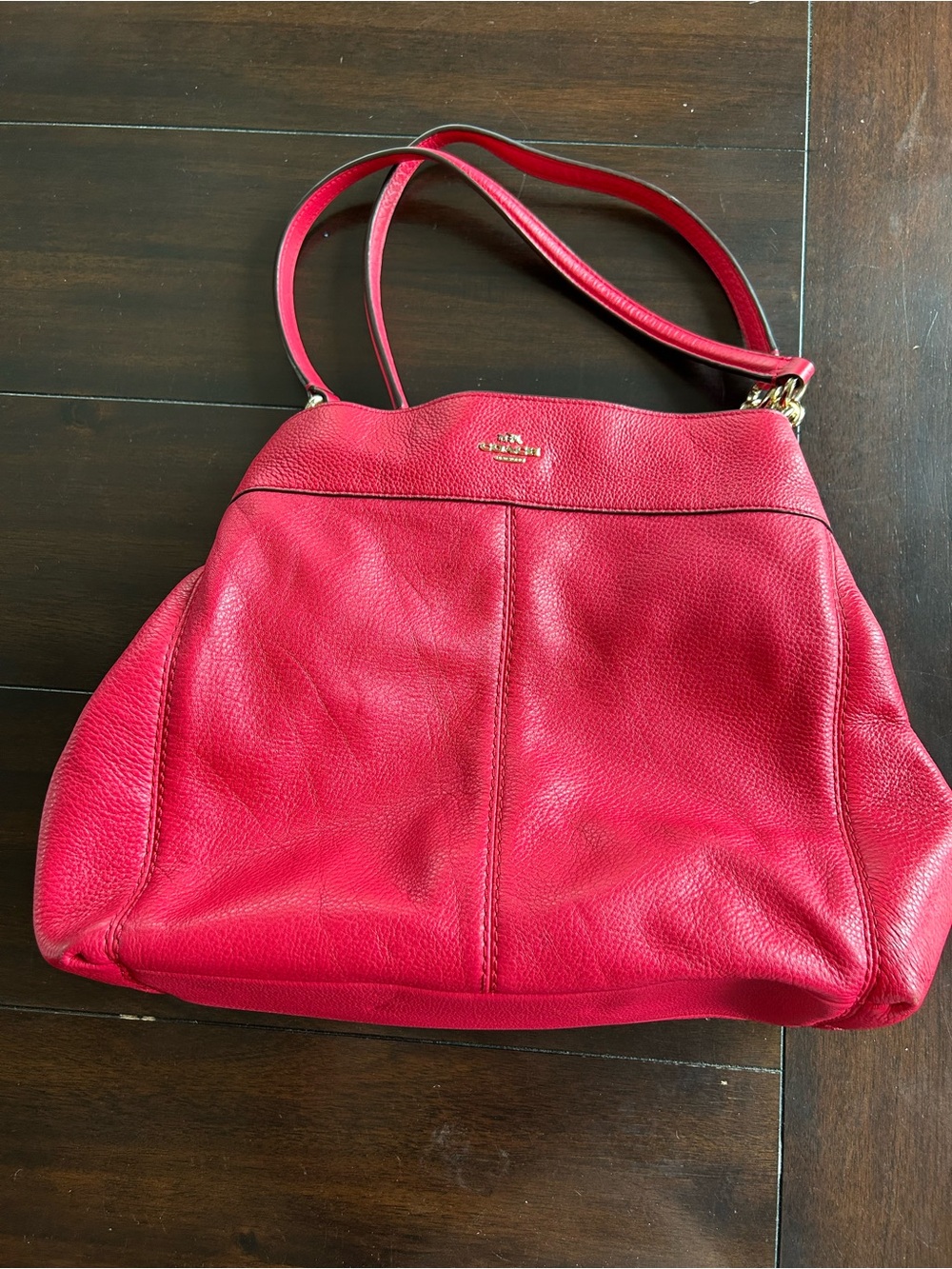 Coach Pebbled Pink Leather Shoulder Tote with Gold